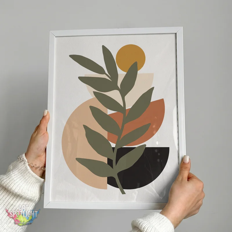 OLIVE LEAVES AND GEOMETRIC SHAPES