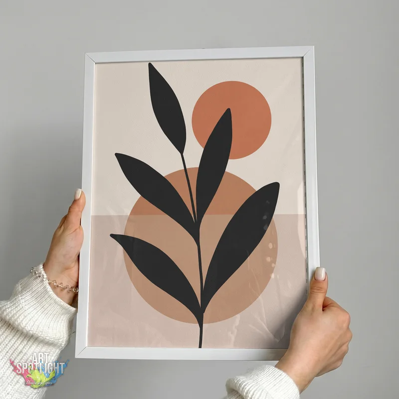 LEAF SILHOUETTE AND TERRACOTTA SUN