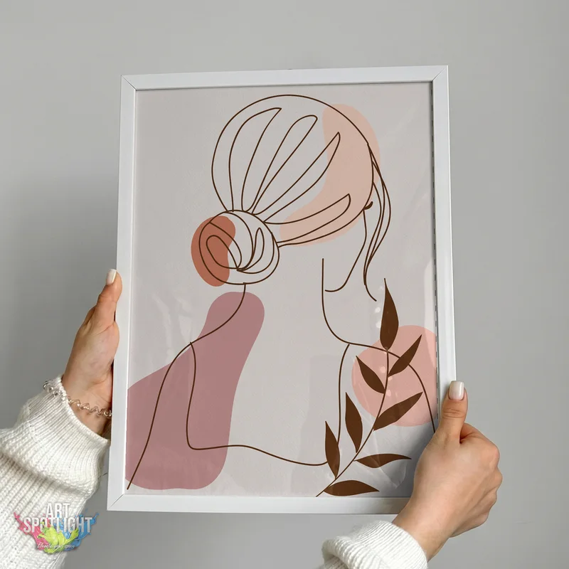 WOMAN WITH BUN AND LEAVES