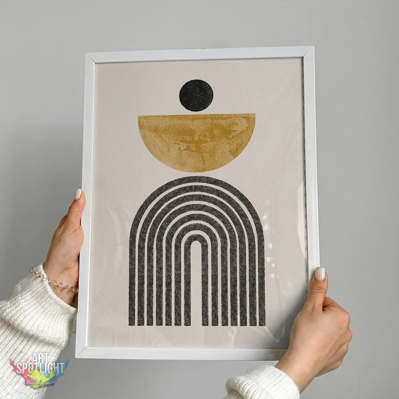 OCHRE HALF CIRCLE AND BLACK ARCHES