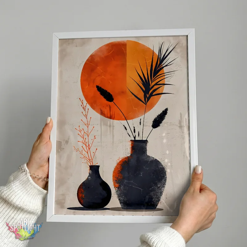 BLACK VASES AND ORANGE SUN