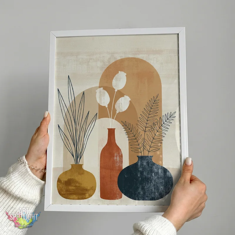 THREE VASES WITH BOTANICAL STEMS