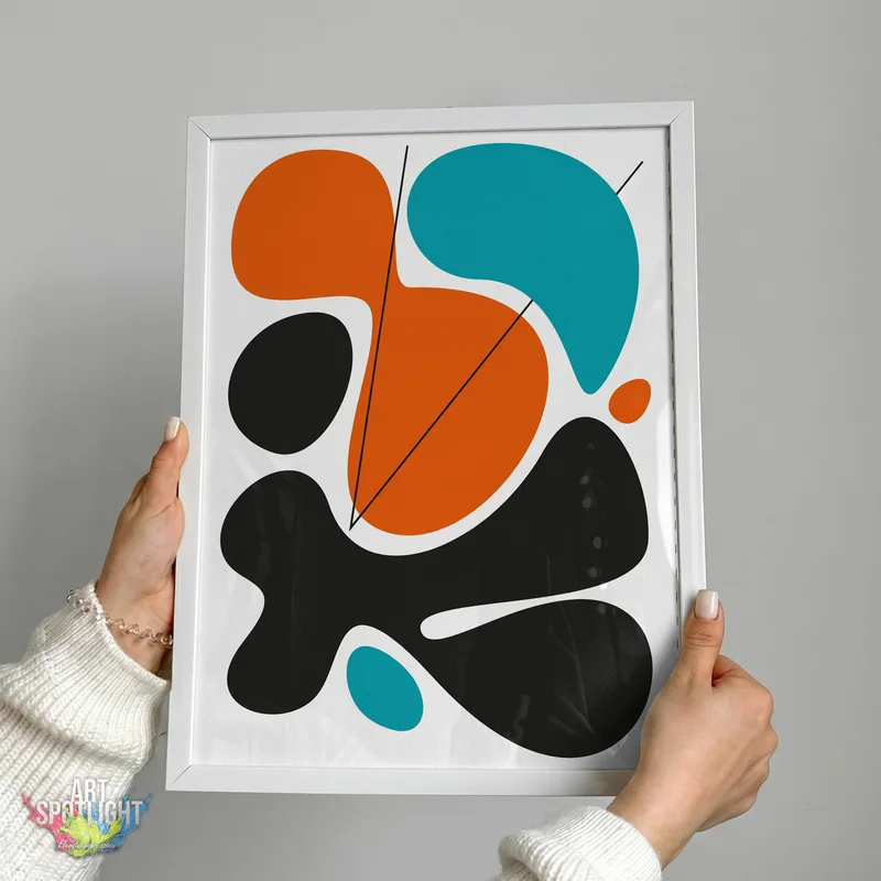 ORANGE AND TEAL ABSTRACT SHAPES