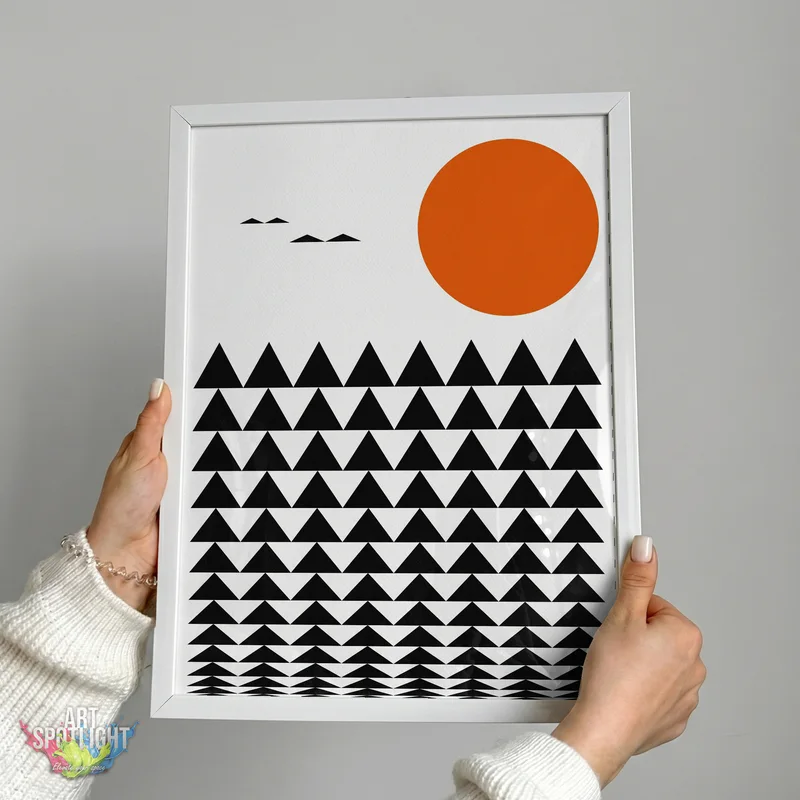 ORANGE SUN AND GEOMETRIC PEAKS