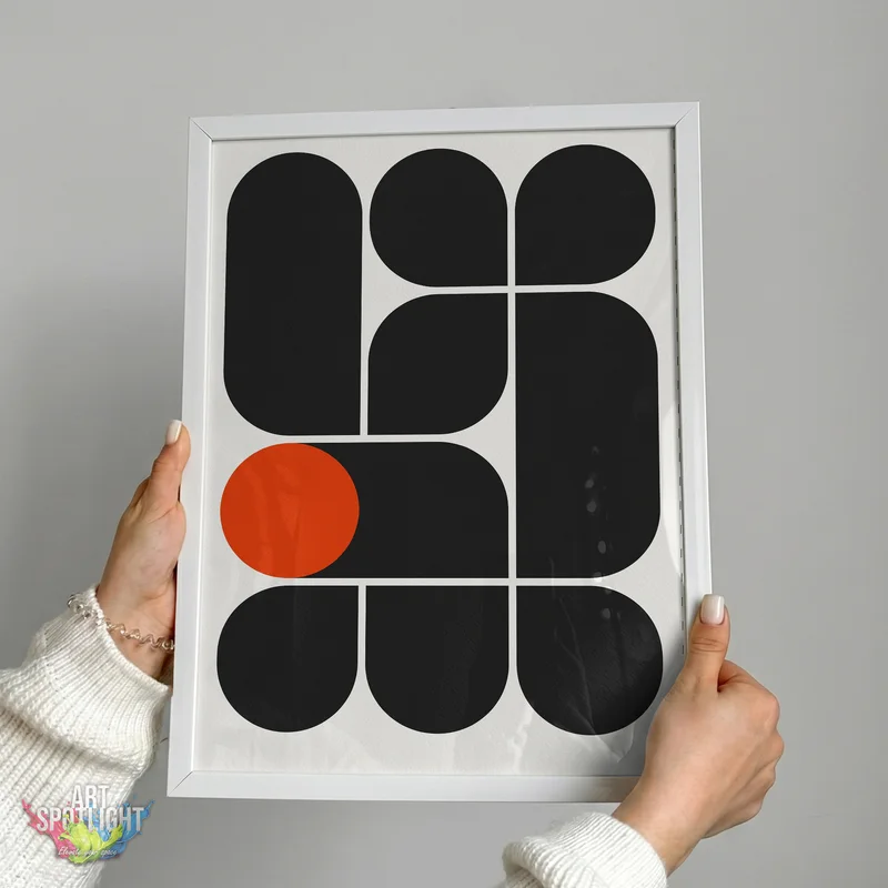 BLACK GEOMETRY ORANGE CIRCLE