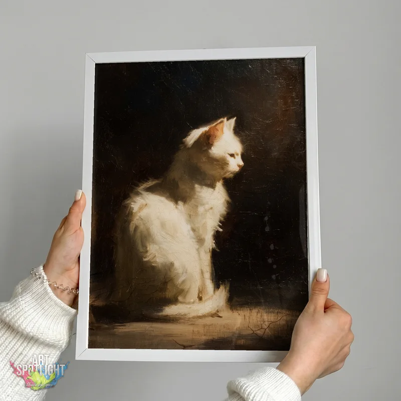WHITE CAT IN AMBER LIGHT