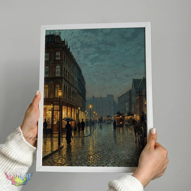 GASLIGHT ON RAIN-SOAKED COBBLESTONES