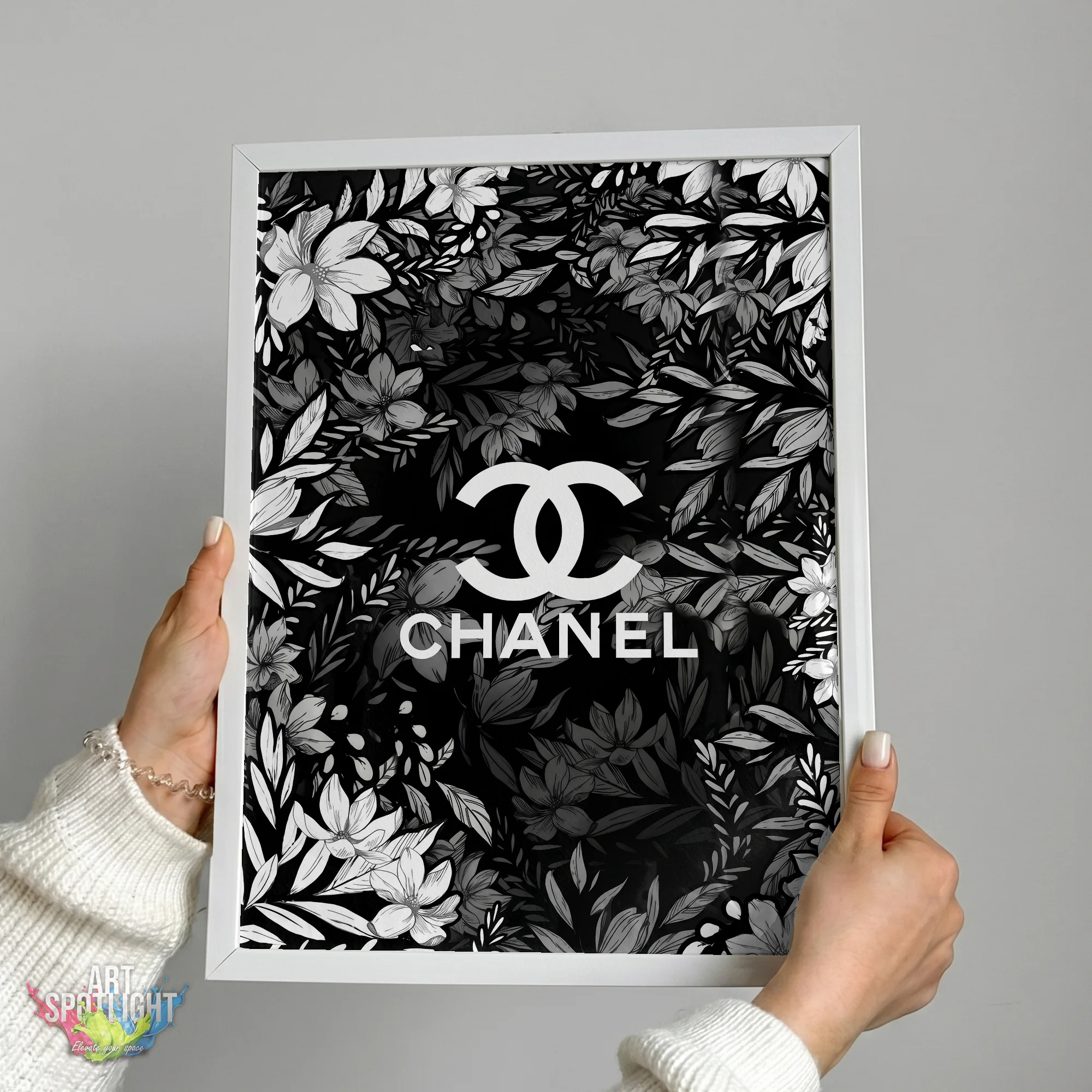 CHANEL BLACK AND WHITE FLORALS