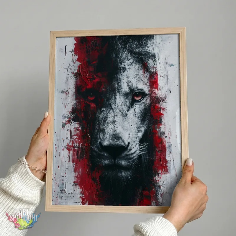 LION IN CRIMSON SHADOWS