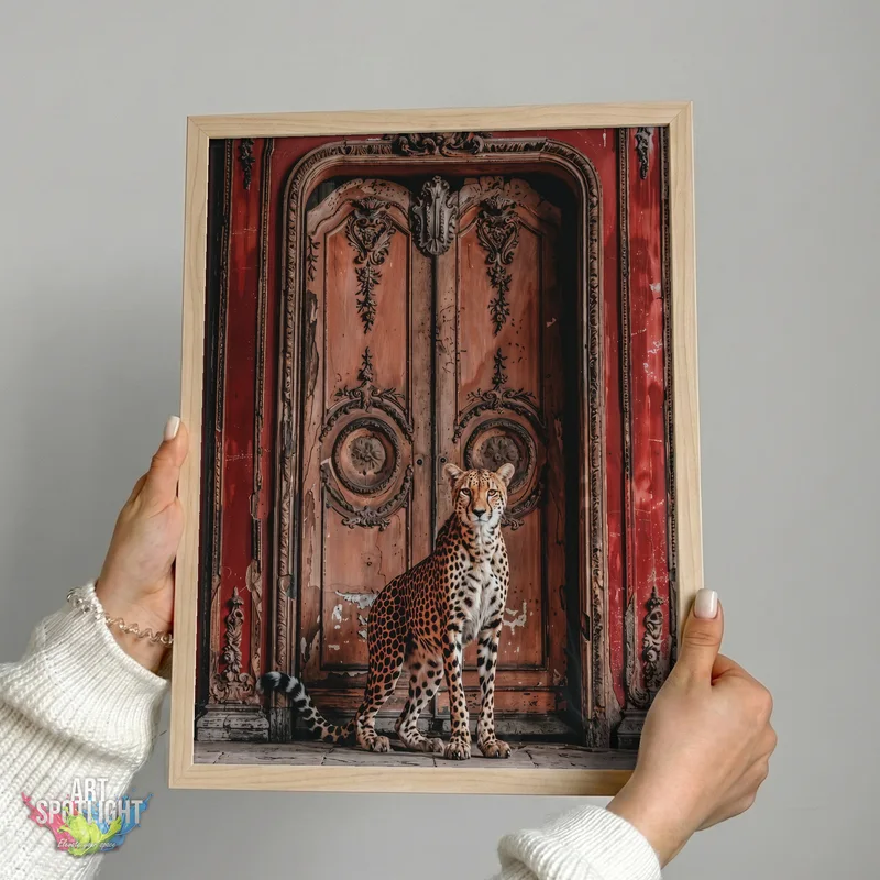 CHEETAH AT ORNATE DOORS