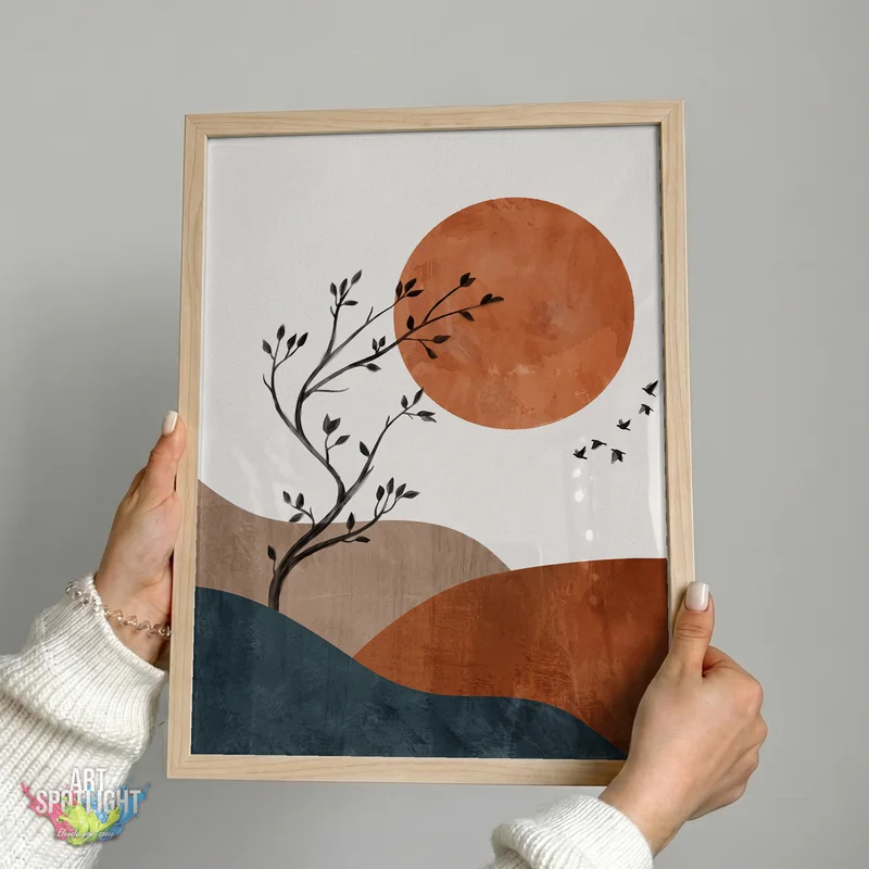 BRANCHES BENEATH A TERRACOTTA SUN