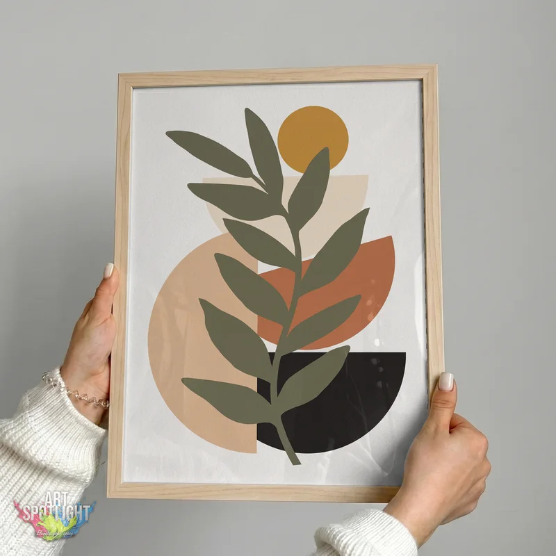 OLIVE LEAVES AND GEOMETRIC SHAPES