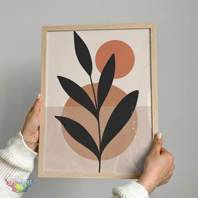 LEAF SILHOUETTE AND TERRACOTTA SUN
