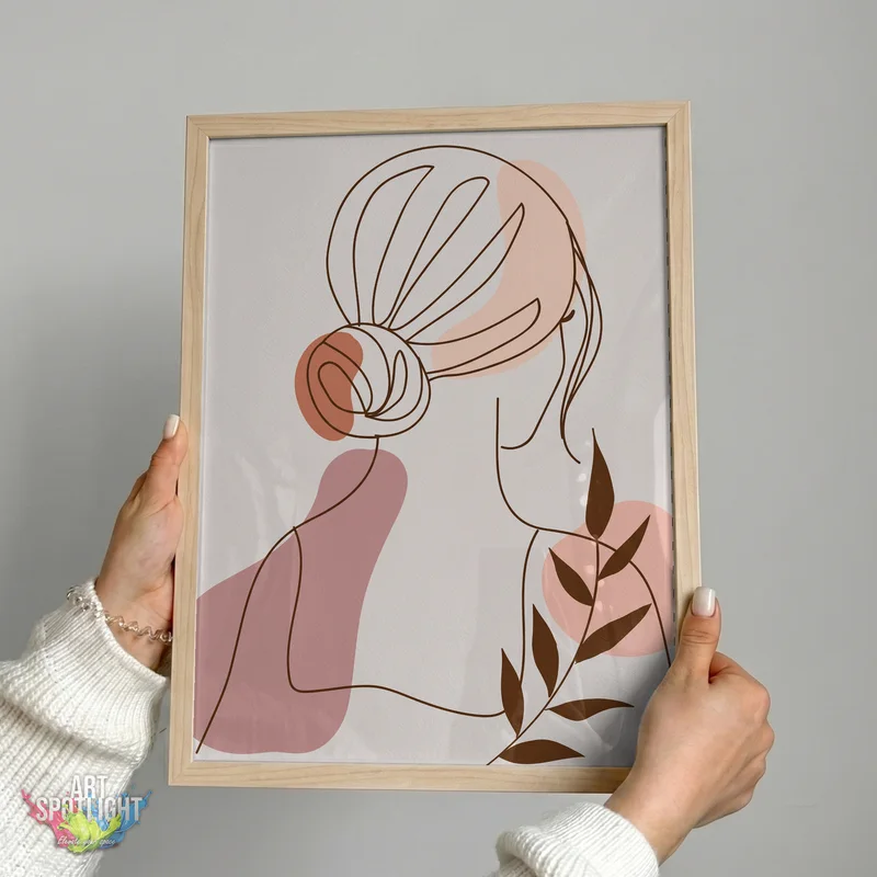 WOMAN WITH BUN AND LEAVES