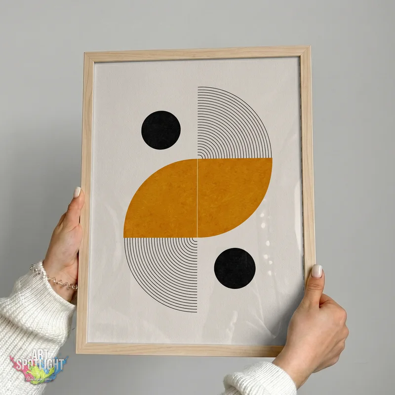 OCHRE CURVES AND BLACK CIRCLES