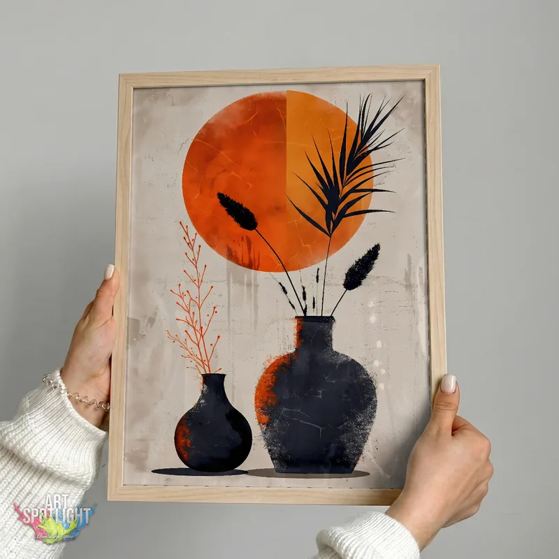 BLACK VASES AND ORANGE SUN