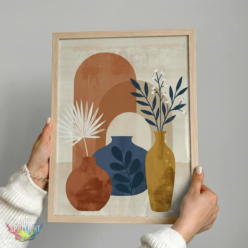 THREE VASES WITH BOTANICAL STEMS