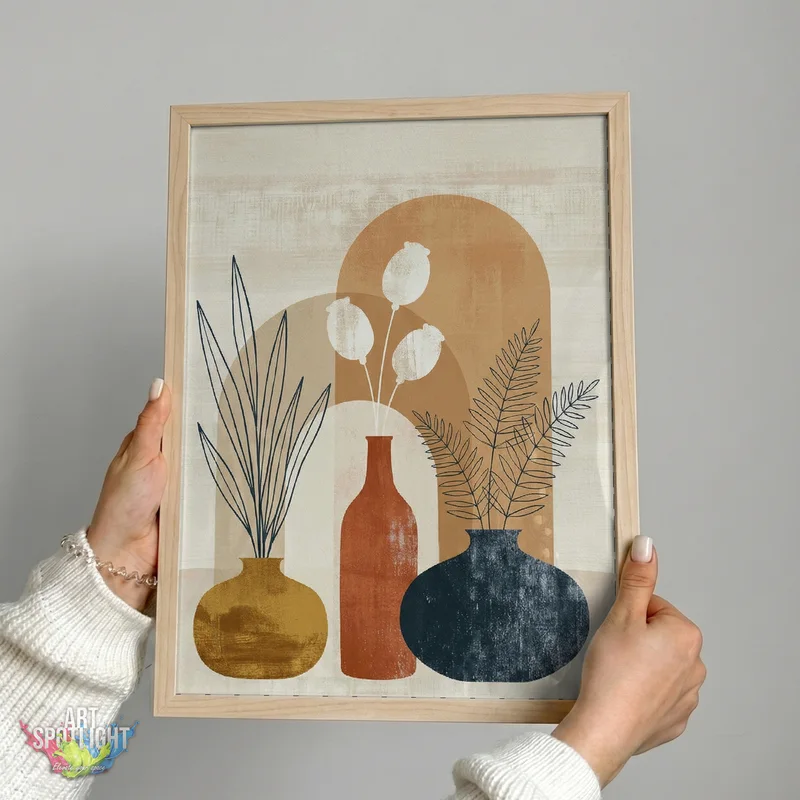 THREE VASES WITH BOTANICAL STEMS