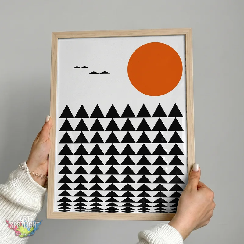 ORANGE SUN AND GEOMETRIC PEAKS
