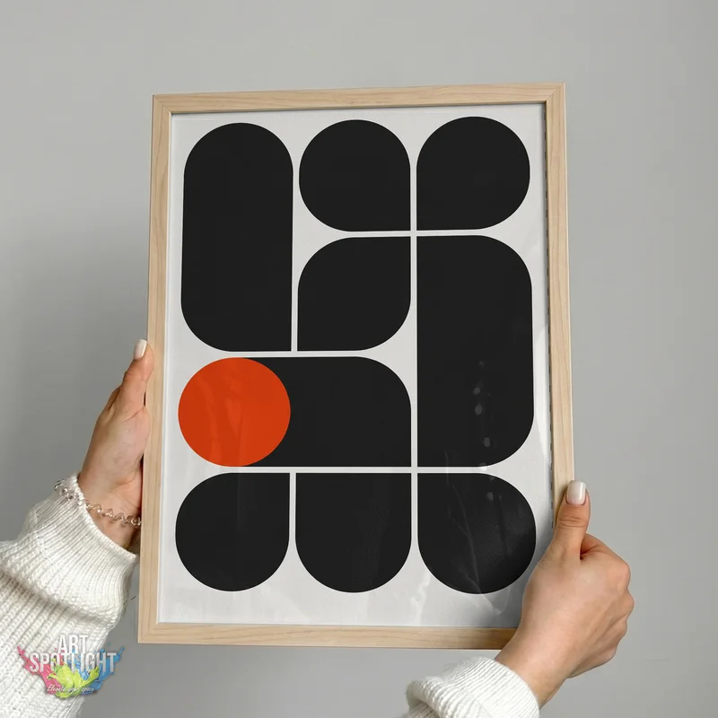 BLACK GEOMETRY ORANGE CIRCLE