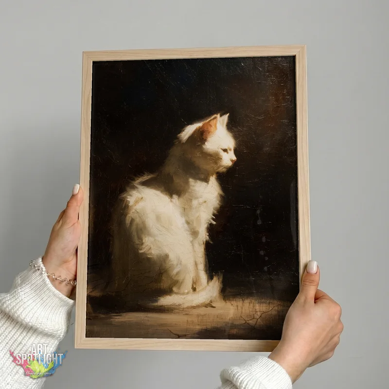WHITE CAT IN AMBER LIGHT