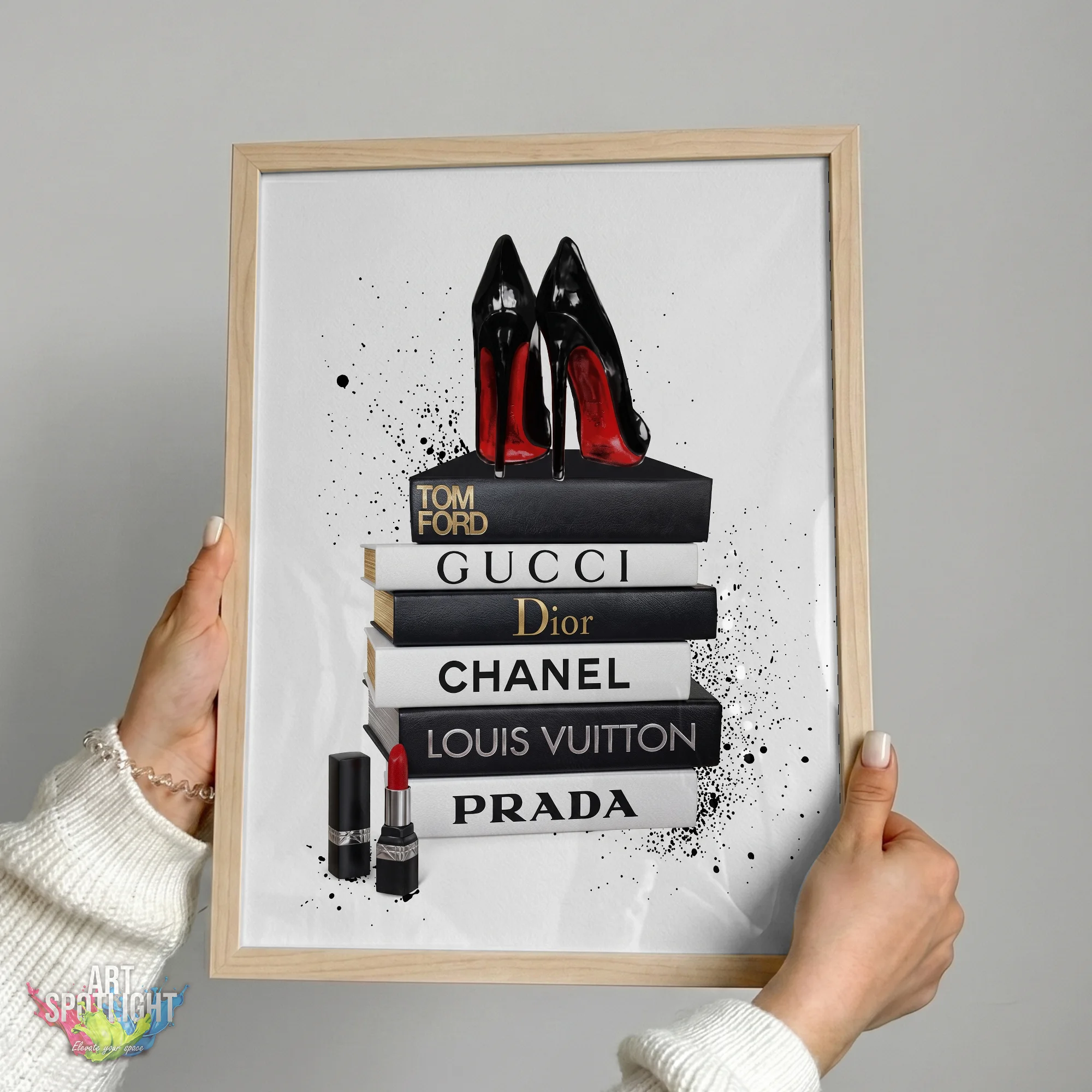 DESIGNER BOOKS AND RED SOLE HEELS