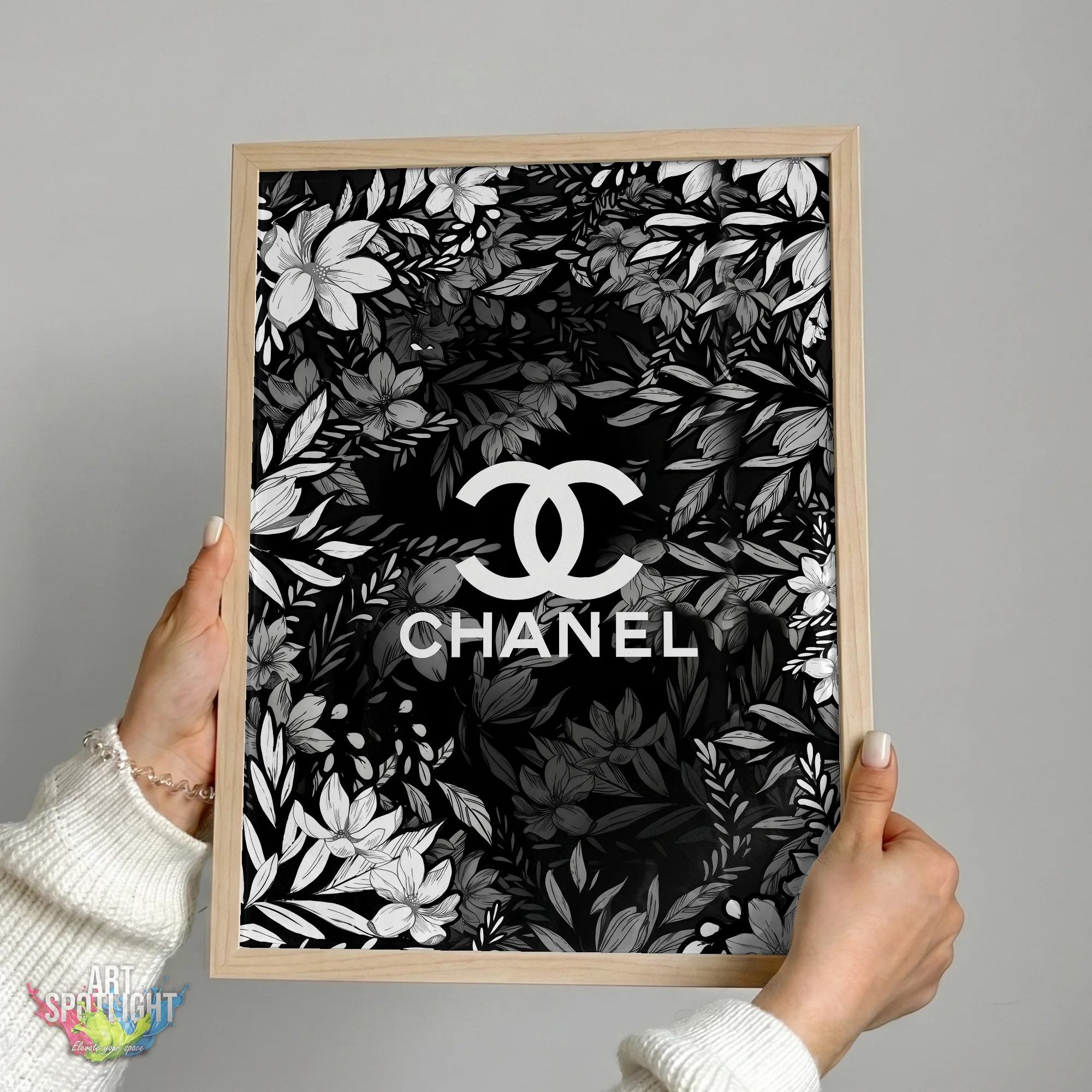 CHANEL BLACK AND WHITE FLORALS