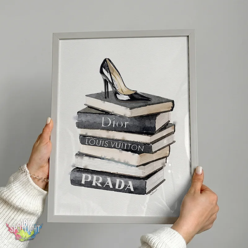DESIGNER BOOKS AND BLACK STILETTO