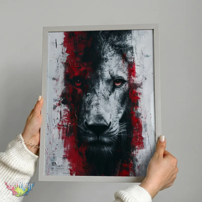 LION IN CRIMSON SHADOWS