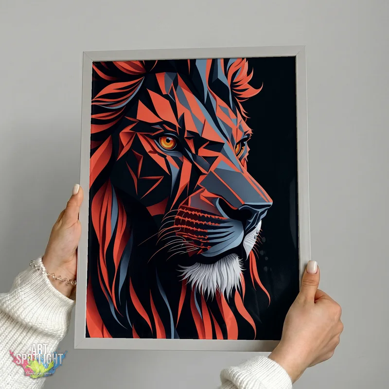 GEOMETRIC CRIMSON LION