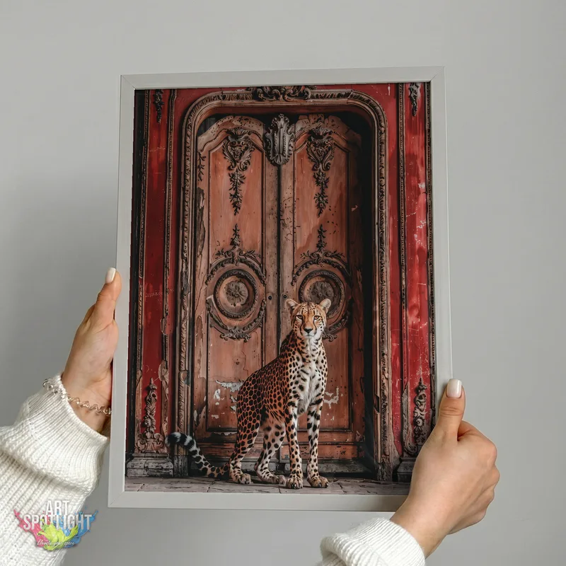 CHEETAH AT ORNATE DOORS