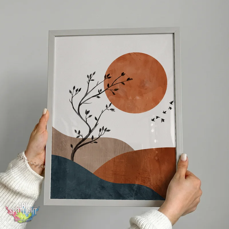 BRANCHES BENEATH A TERRACOTTA SUN