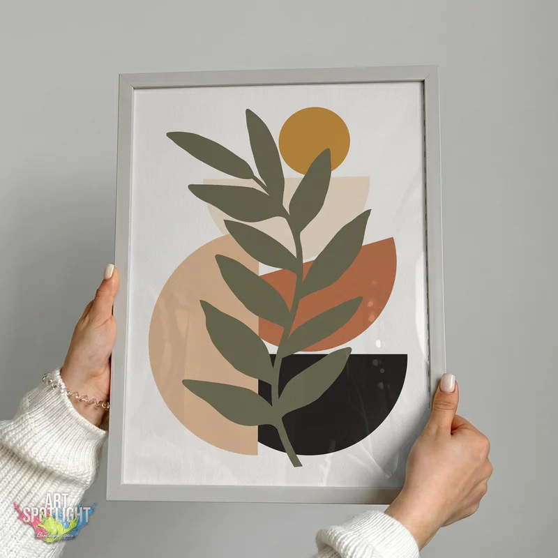 OLIVE LEAVES AND GEOMETRIC SHAPES