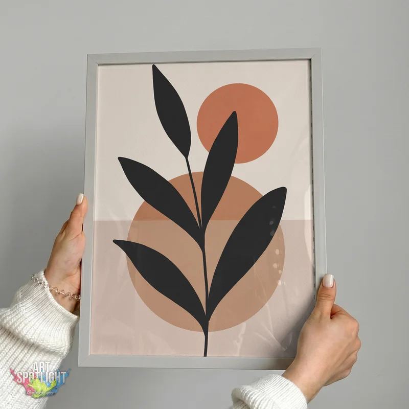 LEAF SILHOUETTE AND TERRACOTTA SUN