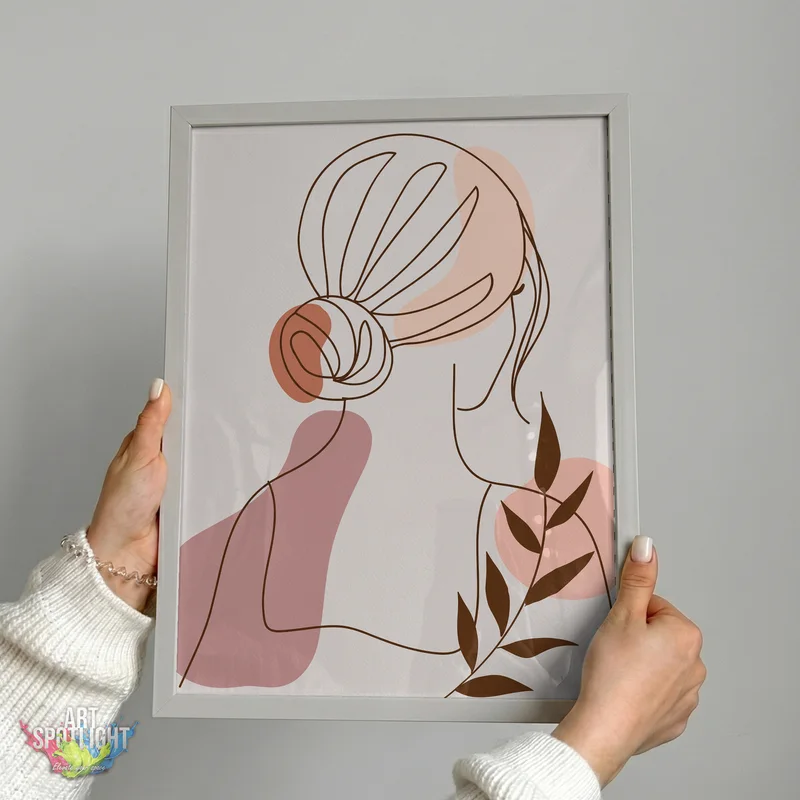 WOMAN WITH BUN AND LEAVES