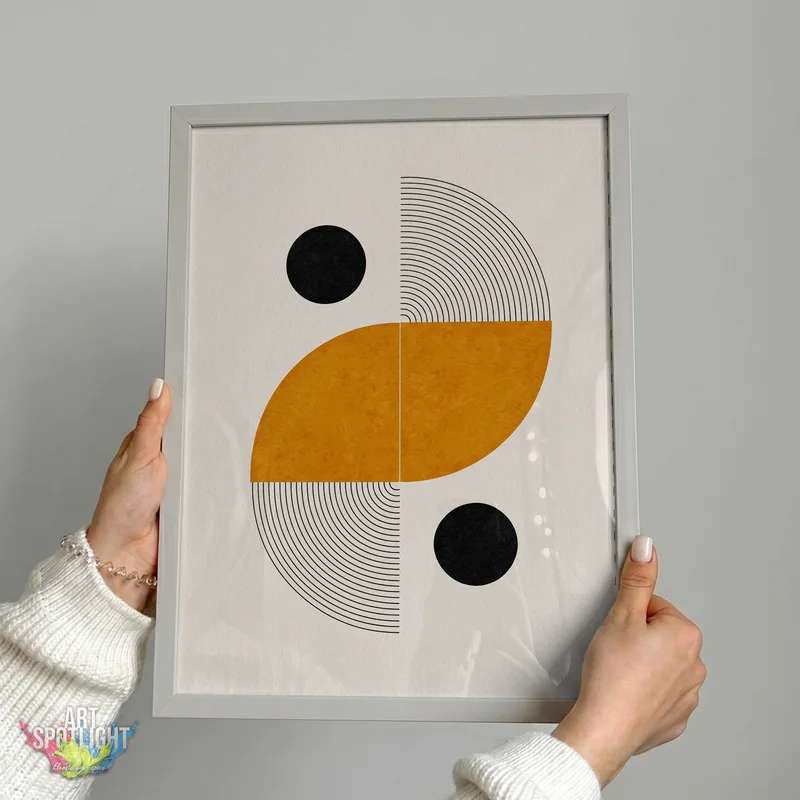 OCHRE CURVES AND BLACK CIRCLES