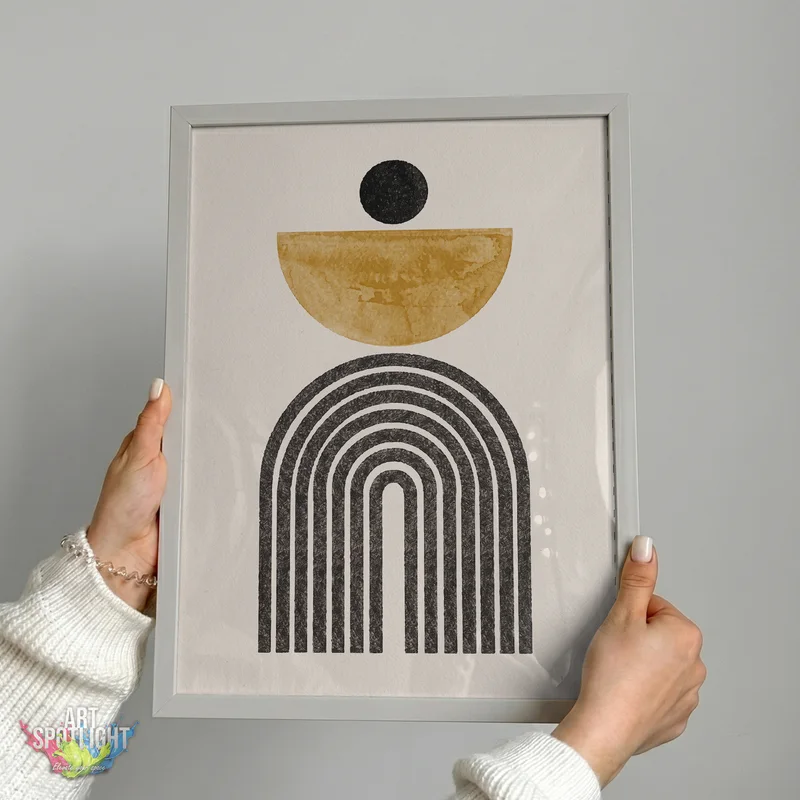 OCHRE HALF CIRCLE AND BLACK ARCHES