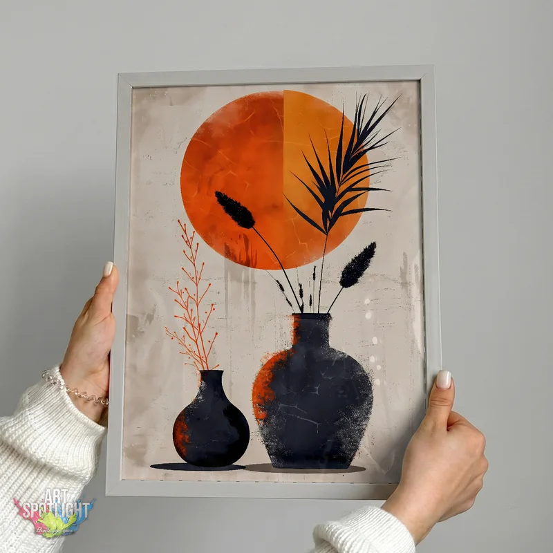 BLACK VASES AND ORANGE SUN