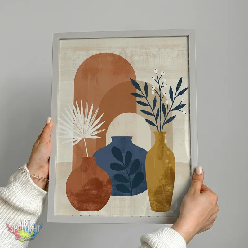 THREE VASES WITH BOTANICAL STEMS