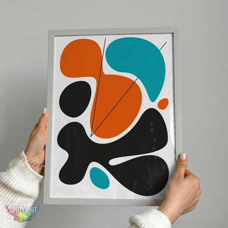 ORANGE AND TEAL ABSTRACT SHAPES