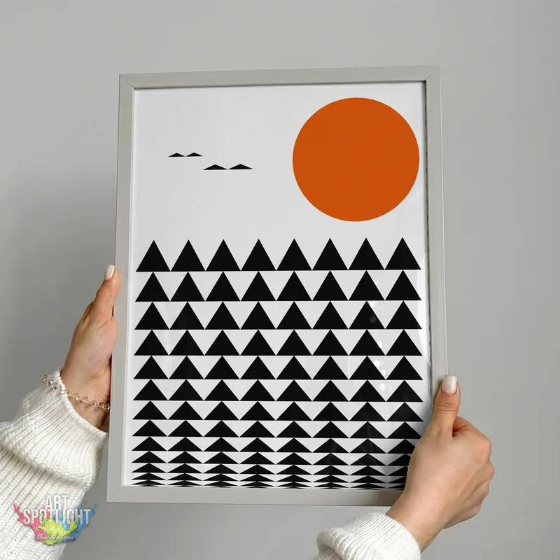 ORANGE SUN AND GEOMETRIC PEAKS