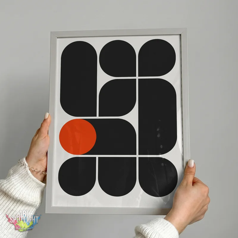 BLACK GEOMETRY ORANGE CIRCLE
