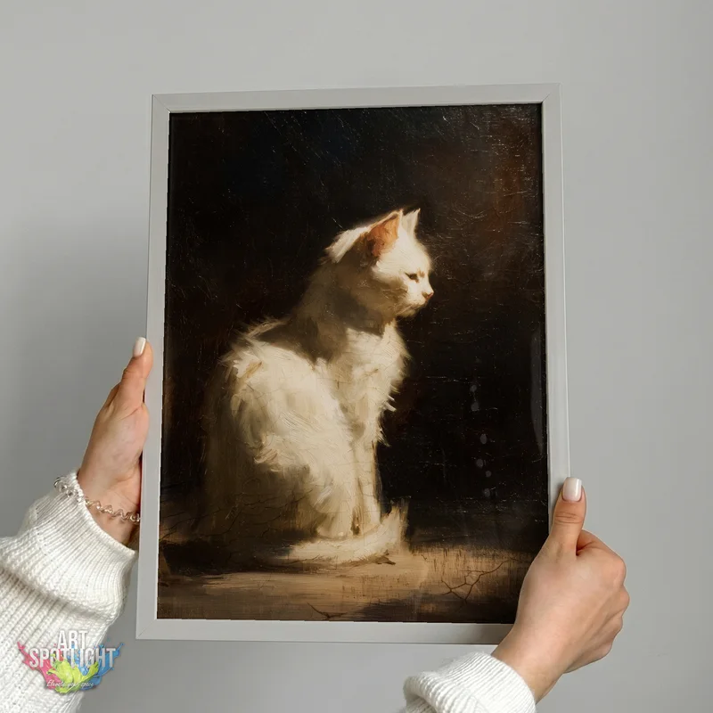 WHITE CAT IN AMBER LIGHT