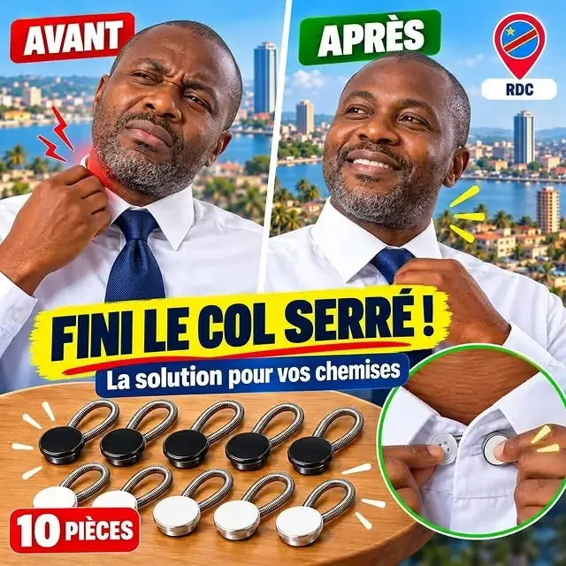 Pack Élégance Homme 10 Rallonges de Col 5 Noires + 5 Blanches 🇨🇩