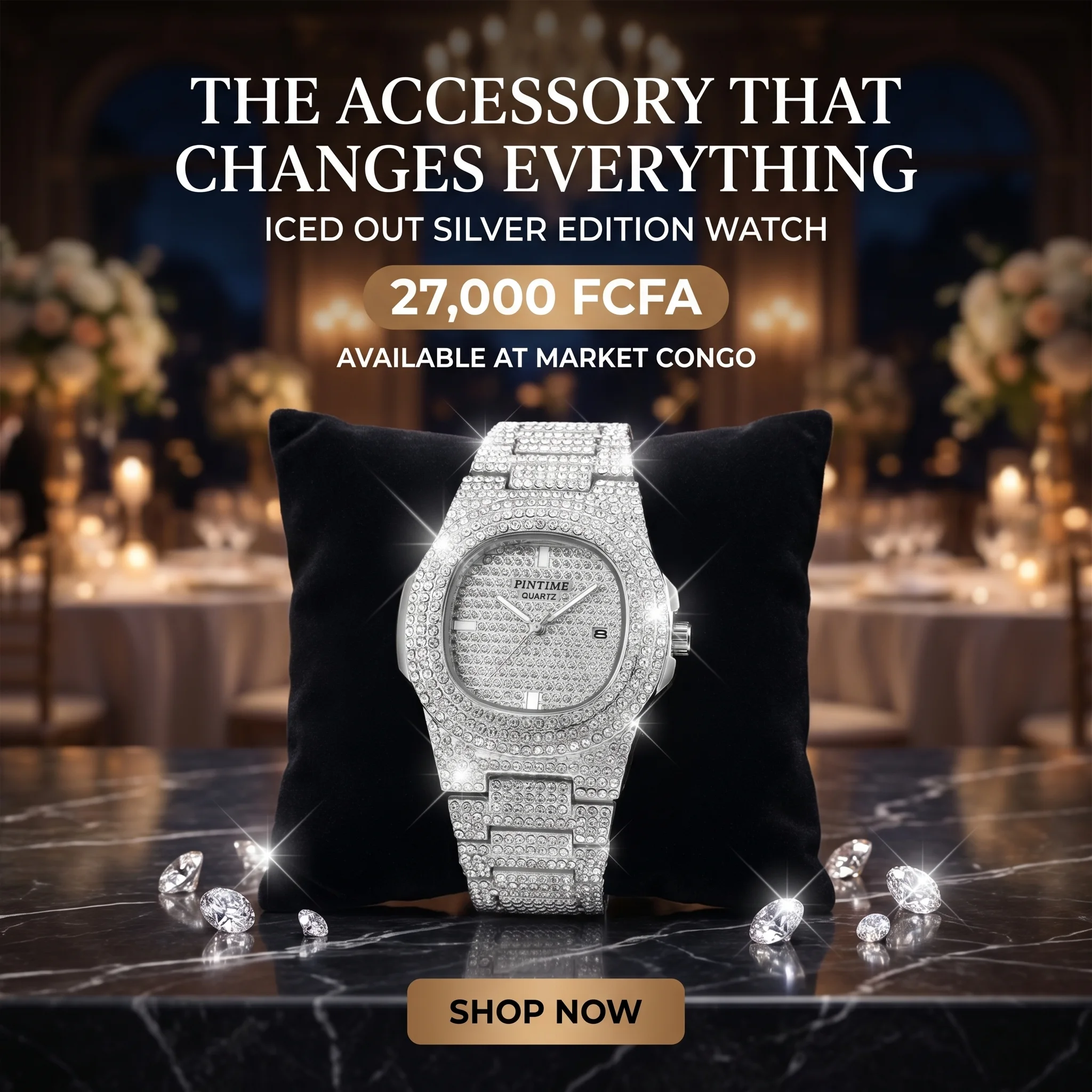 ⌚ Ensemble de Montres de Luxe pour Homme – 3 Pièces, Style Hip-Hop Doré