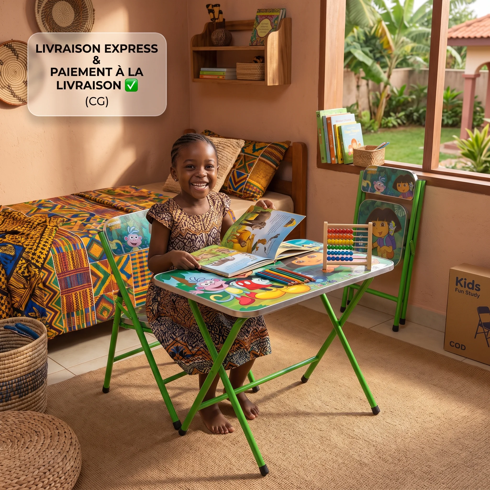 🪑 Ensemble Bureau et Chaise pour Enfants – Design Dessin Animé  Offrez à votre enfant un espace confortable et amusant pour apprendre, dessiner et développer sa créativité ! 🎨📚