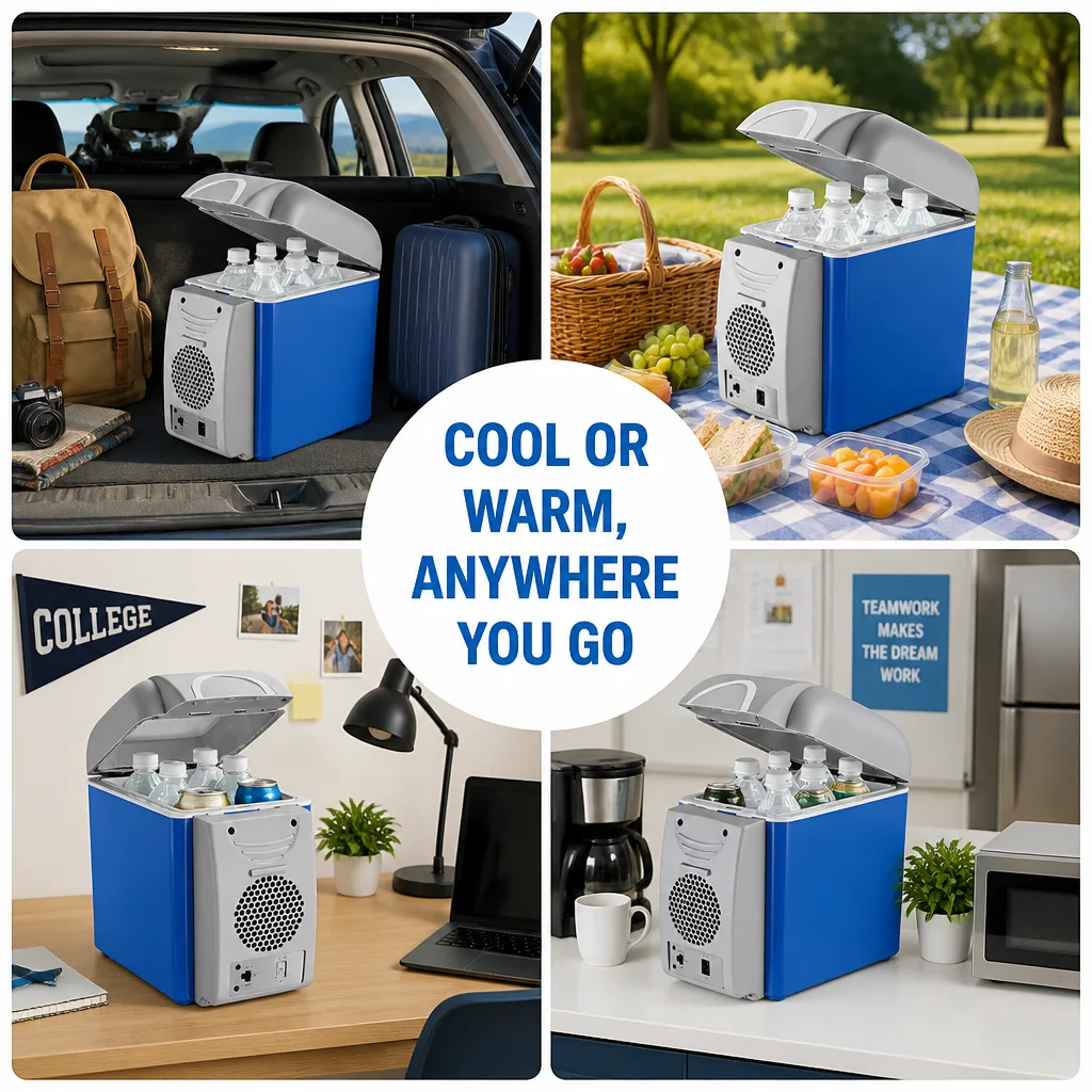 🚗 Mini Réfrigérateur Portable 12V – 7,5 Litres, Chaud et Froid