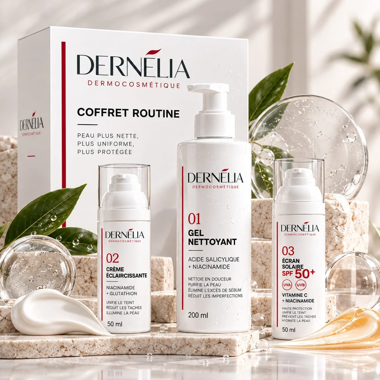 Coffret Routine (Gel Nettoyant + Crème Solaire + Crème Éclaircissante)