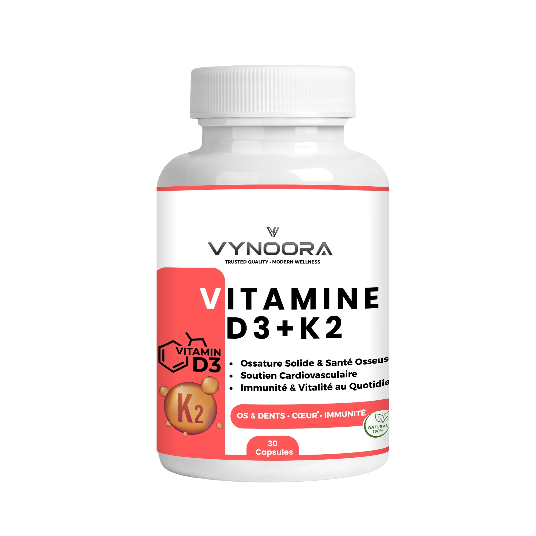 VYNOORA Vitamine D3 K2 – Vitalité & Immunité