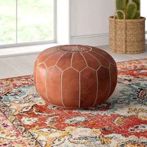 Pouf Traditionnel en Cuir Marocain